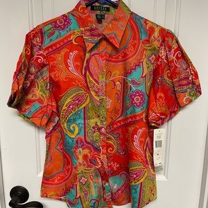 Fun, brand new, Ralph Lauren button up - size medium